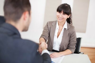 woman interviewing a man