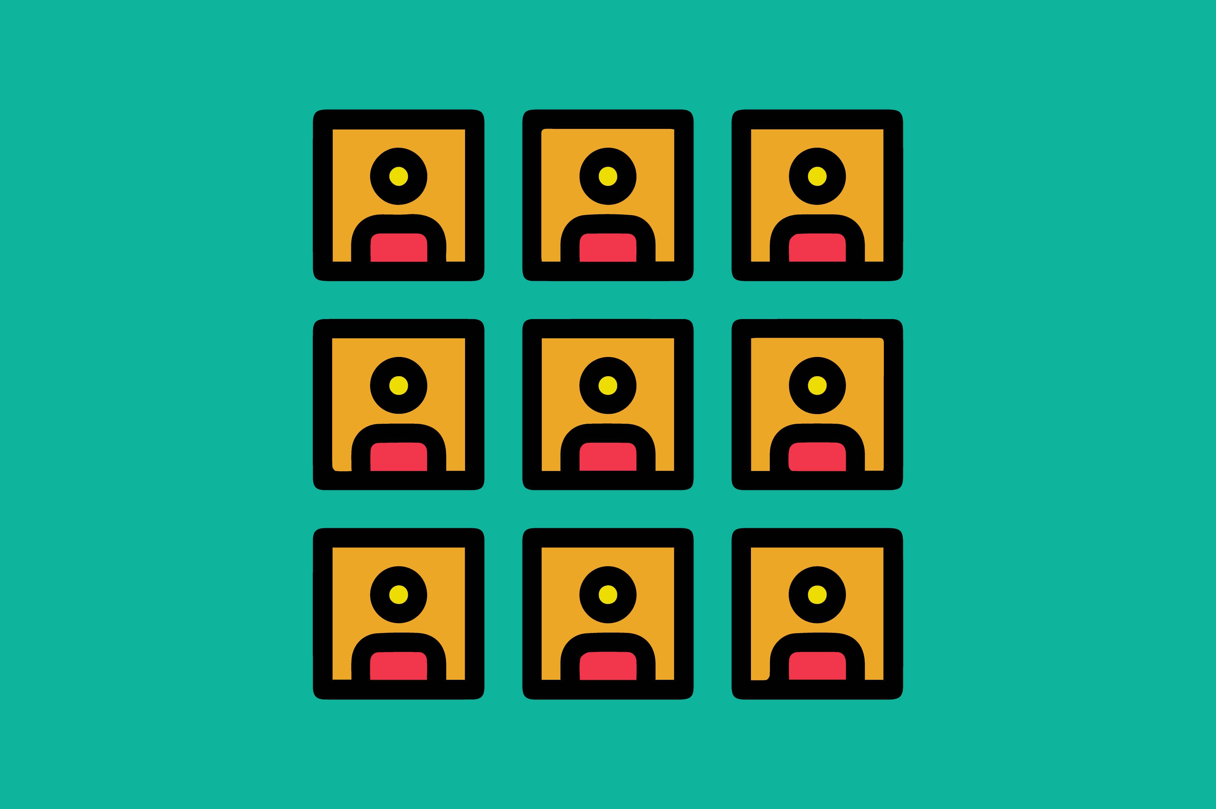 three rows of simple avatars to symbolize many candidates